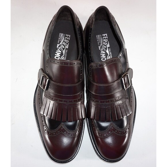 Salvatore Ferragamo GENESIS Dark Red Leather Mens Slip On Dress Shoes 10.5 EEE - Picture 6 of 6